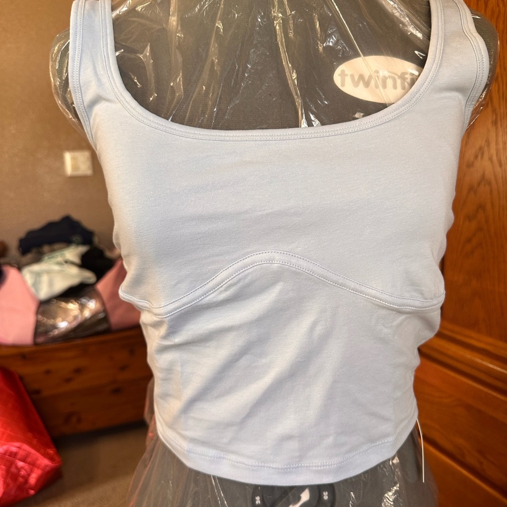 NWT pink Victoria secret Light Blue Women's crop tank Top size large